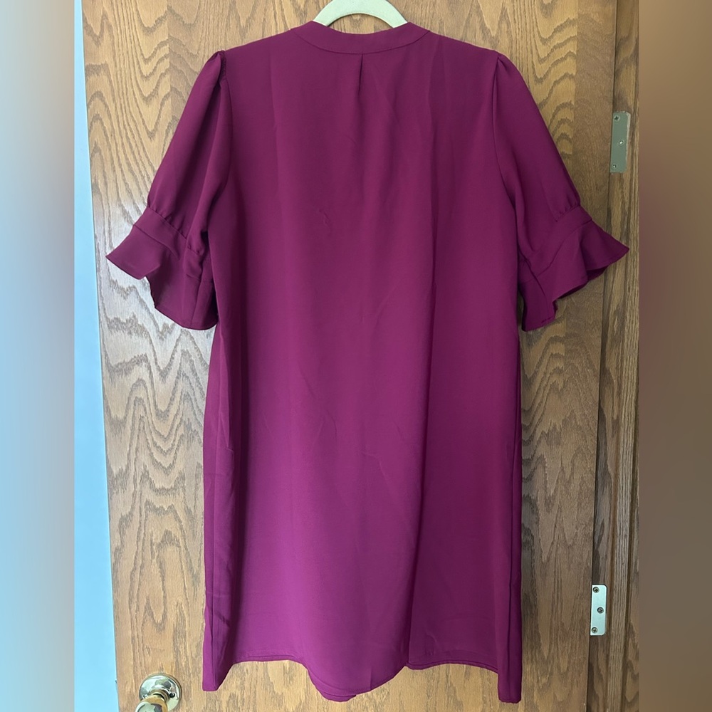 NWOT Amazon Burgundy Ruffle Sleeve Dress - Picture 2 of 5